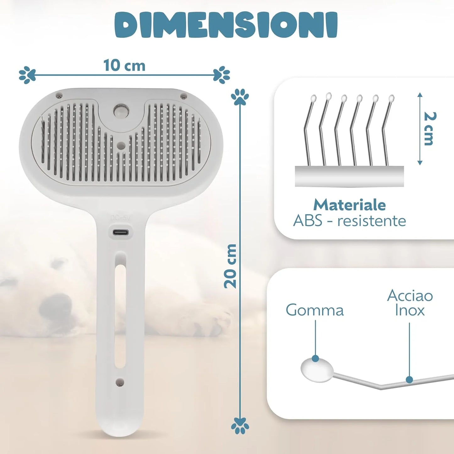 Spazzola a Vapore per Animali PELUMA™ - 3 in 1 per Eliminare i Peli in 2 Secondi!
