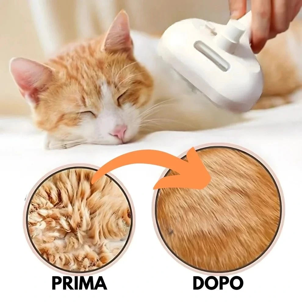 Spazzola a Vapore per Animali PELUMA™ - 3 in 1 per Eliminare i Peli in 2 Secondi!